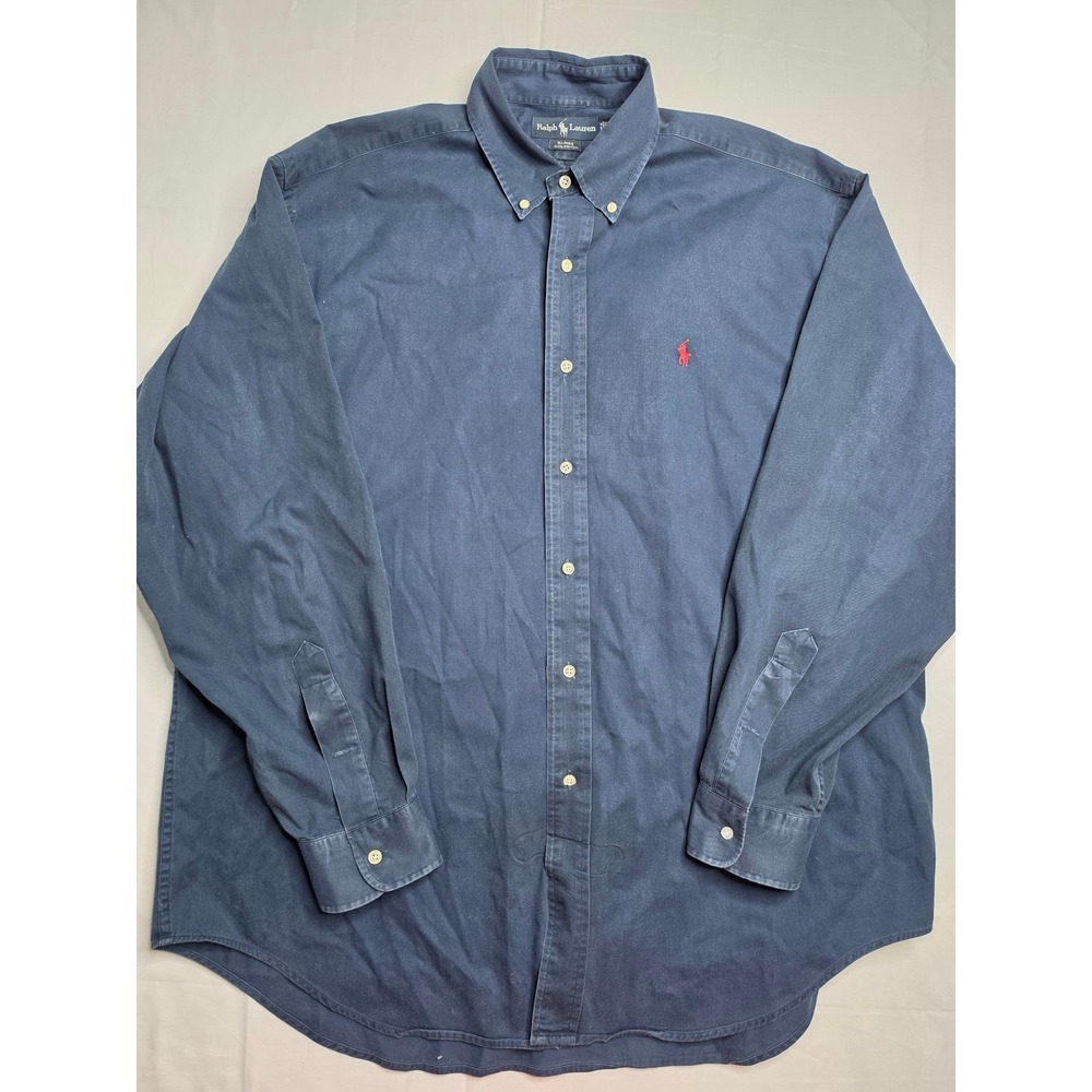 Ralph Lauren Blaire Shirt Men's Large Blue 100% Cotton Pony Logo Button-Down